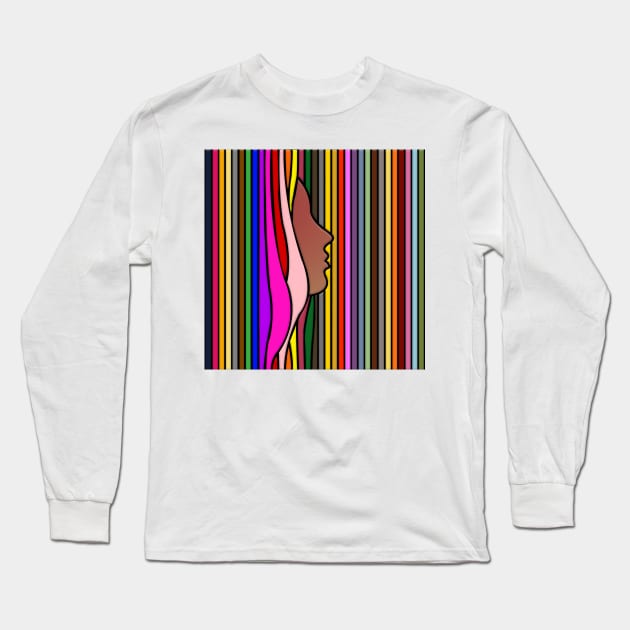 colorful girl Long Sleeve T-Shirt by BBROSSTYLES